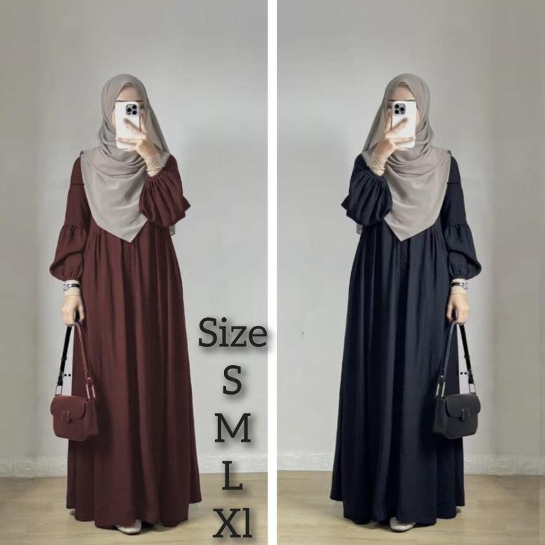 Hot Sale Gamis Abaya Naura Lengan Balon  Gamis Dress Remaja/Busui Gamis Lebaran/Kondangan Kekinian V
