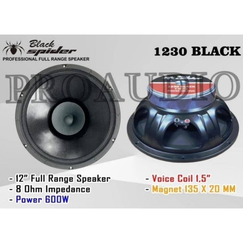 Speaker Komponen Blackspider 12 inch 1230 Black BS 1230 Black Spider Original