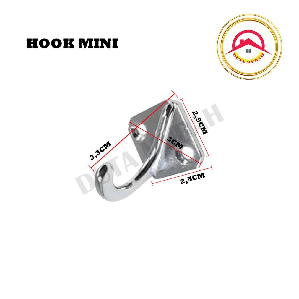 Gantungan Tempel Hook Double Besi Hook Besar Hook Mini Chrome. Kwalitas Terbaik Free Skrup