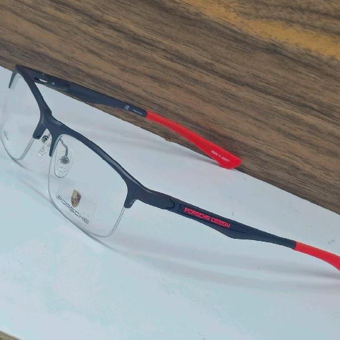 Sale Frame Kacamata Pria Wanita Half Frame Sporty Porsche Design P8199 Gunmetal Merah Bluecromic Blu