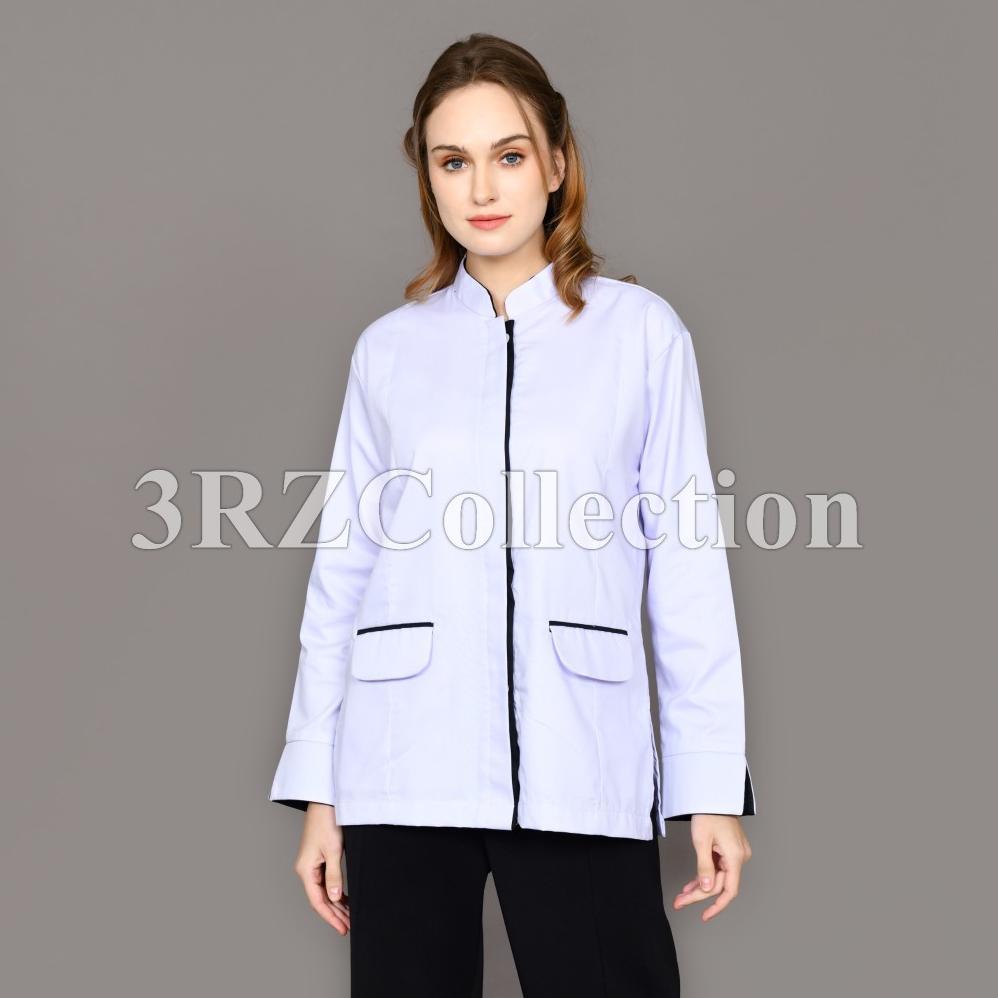 Mulus Kemeja Putih List Hitam Tebal Atasan Putih Kantong Bawah Baju Seragam Kerja Putih Baju Dinas P