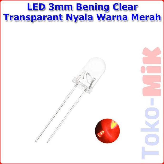 Led M 3 Mm Bening Clear Transparan Nyala Warna Merah Red