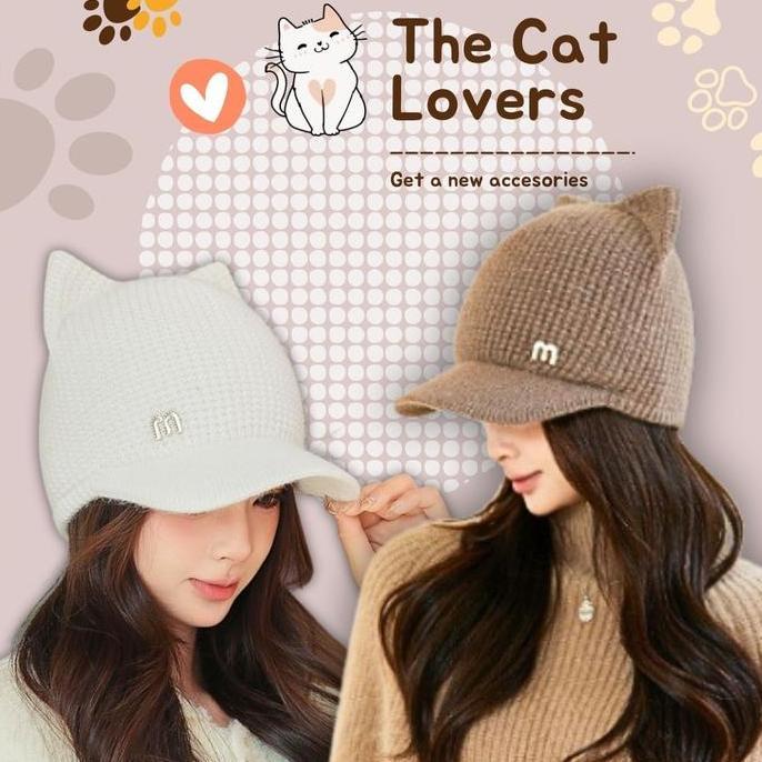 Grosir Topi Baseball Cap Winter Kucing / Hat Cap Cat Ear Winter / Topi Telinga Kucing Lucu / Topi Te