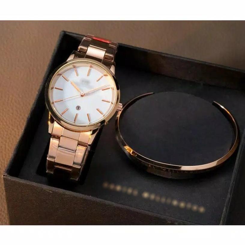 Original Jam Tangan Wanita Dw Iconic Premium Tanggal Aktif Link Icon Rantai Stainless Free Cuff Pake