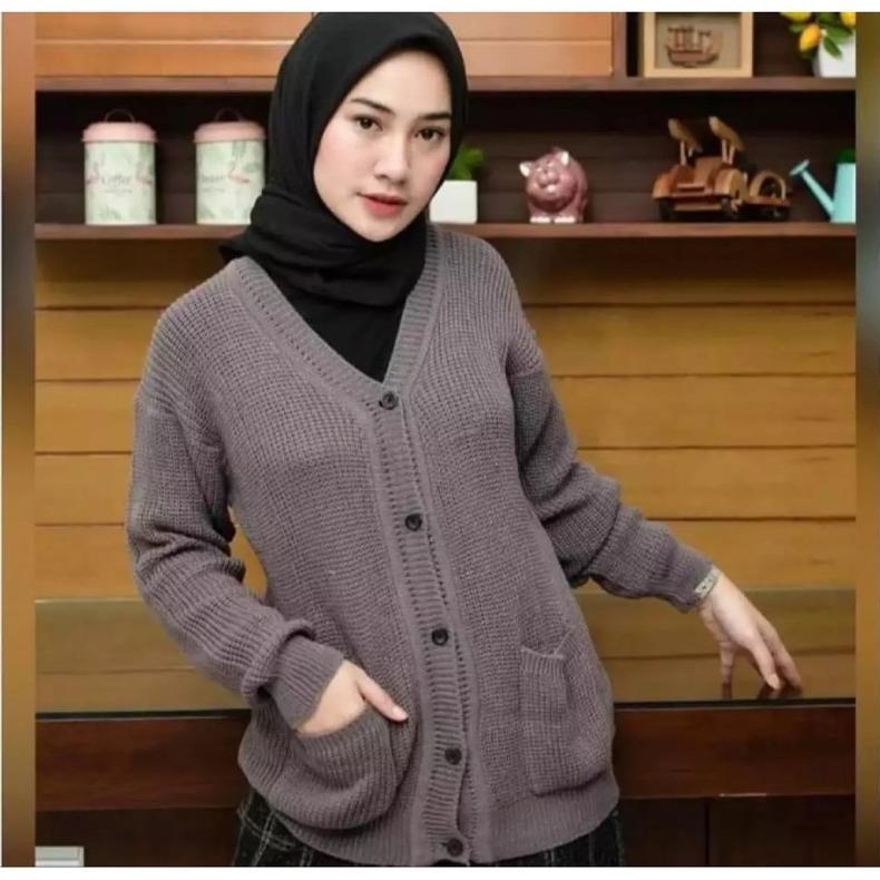 Hemat Cardigan Rajut Marissa Kancing 5 / Kardigan Marissa Salur Outer Crop Wanita Premium Tebal / Ca