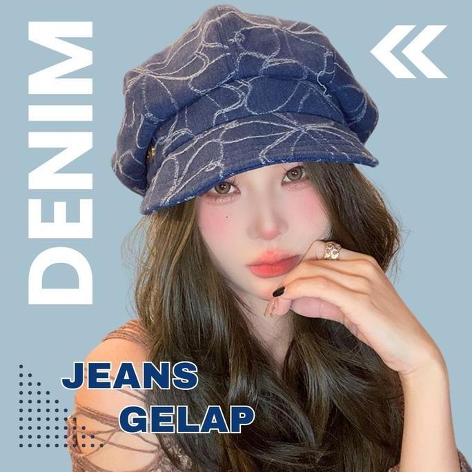 Sale Topi Golf Jeans Bervolume / Topi Cewek Keren Denim Jeans / Topi Wanita Biru Jeans
