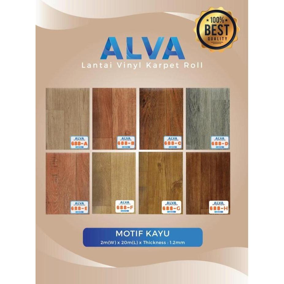 Karpet Lantai Vinyl Korea tebal 1.2mm Motif kayu