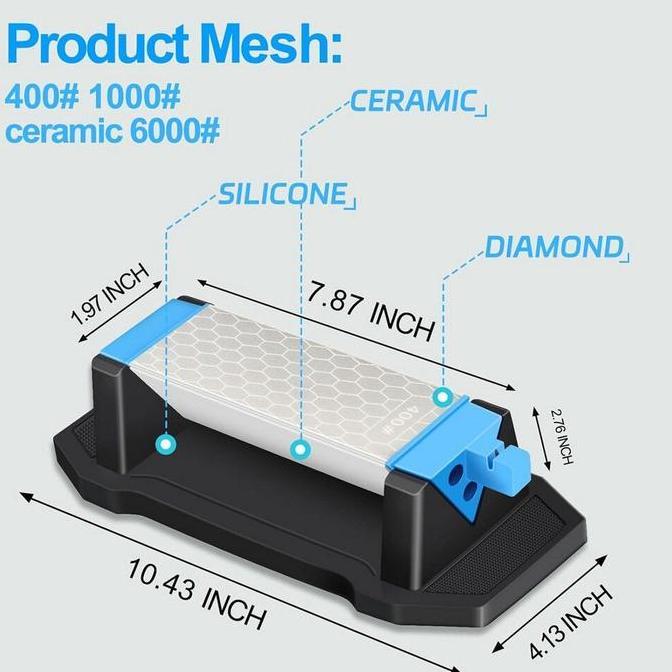 DMD 3 Side Diamond Sharpening Stone Whetstone 400/1000/6000
