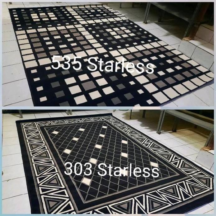 Karpet Permadani Abu-abu Hitam Putih Moderno 160x210 cm