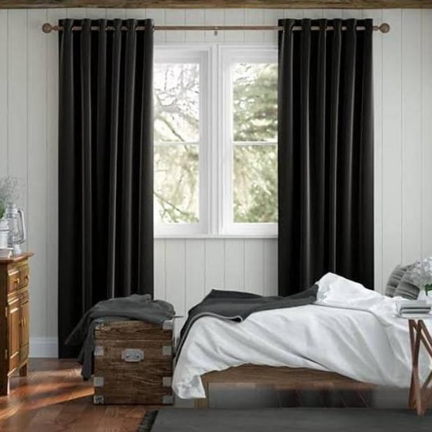 Promo hordeng blackout import polos pintu dan jendela 2 meter minimalis mewah tebal ring full set Te