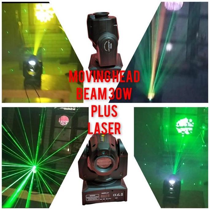Ready Lampu Panggung Moving Head Beam 30W plus Laser
