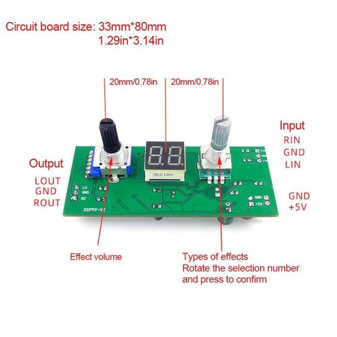 DSP Digital Reverb 99 Sound Vocal Effect Audio Processor 3D Echo Mixer