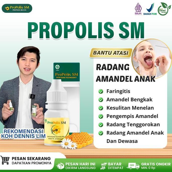 Lansungkirim- Propolis Sm Untuk Nyeri Amandel, Radang Amandel Anak, Amandel Bengkak, Leher Bengkak, 