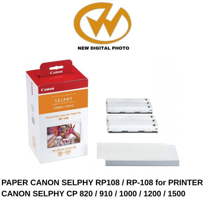 PAPER CANON SELPHY RP108 / RP-108 for PRINTER CANON SELPHY CP 820 / 910 / 1000 / 1300 / 1500
