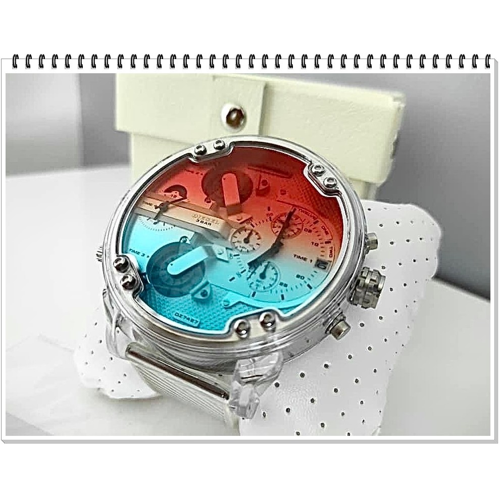 DIesel DZ74Michael Kors Mr.Daddy 2.0 Clear Polyurethane Strap Multi Zone Mens Watch