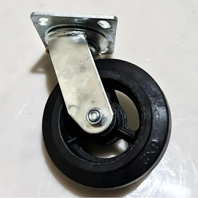 roda troli karet 8 inch heavyduty/ roda caster karet 8 inch putar