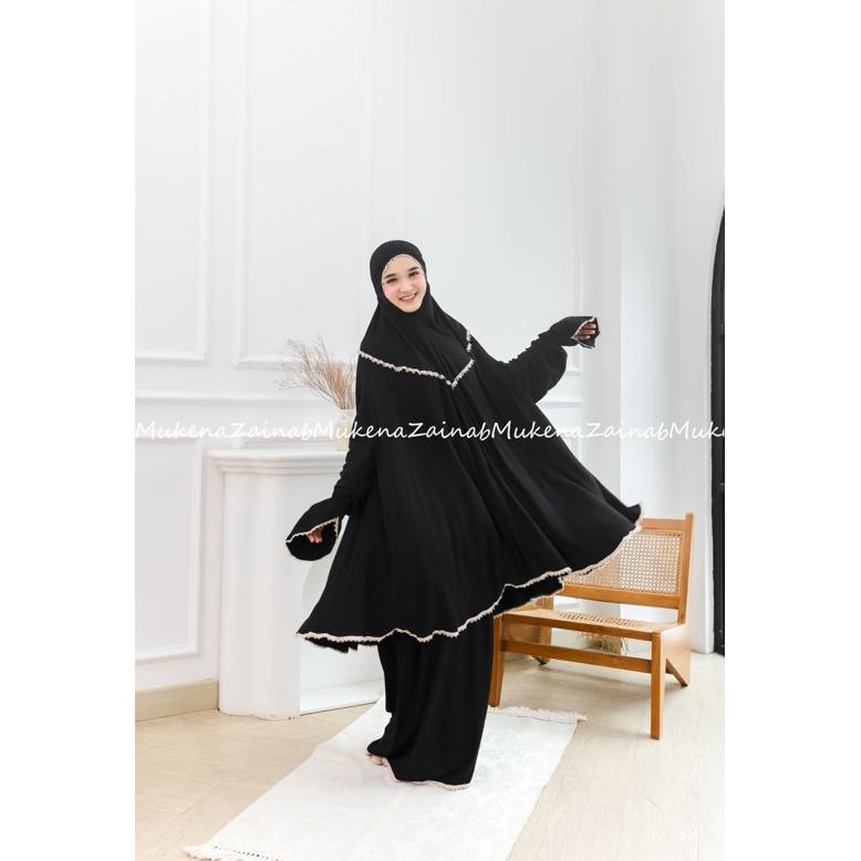 Premium Mukena Haji Dan Umron Stelan Berlengan Saku Rayon Twill Arafah