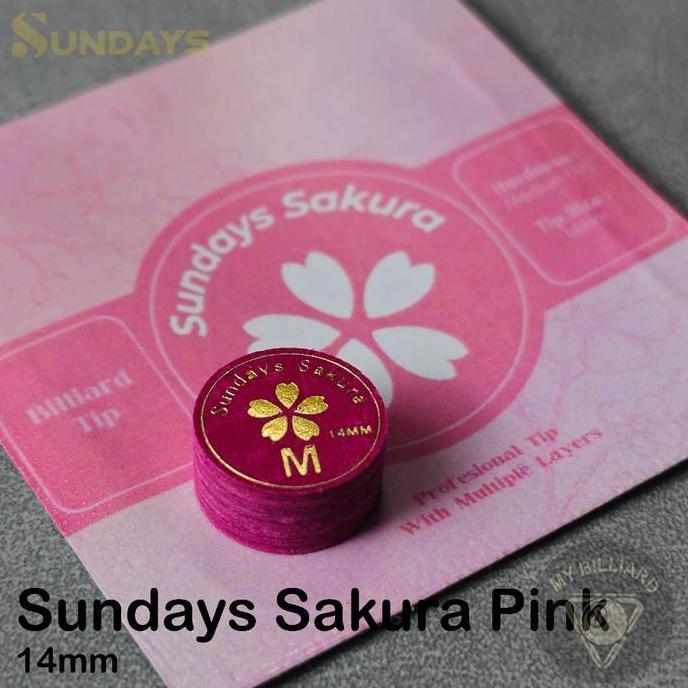 Cue Tip Sundays Sakura M Cue Tip 14mm Pink Billiard 8 Layers - Master Tip Stick Billiar Sunday (TERB
