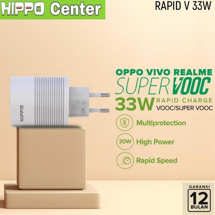 HARGA DISC - Hippo Adaptor Rapid V 33W Adapter Charger VOOC / Super VOOC 33W