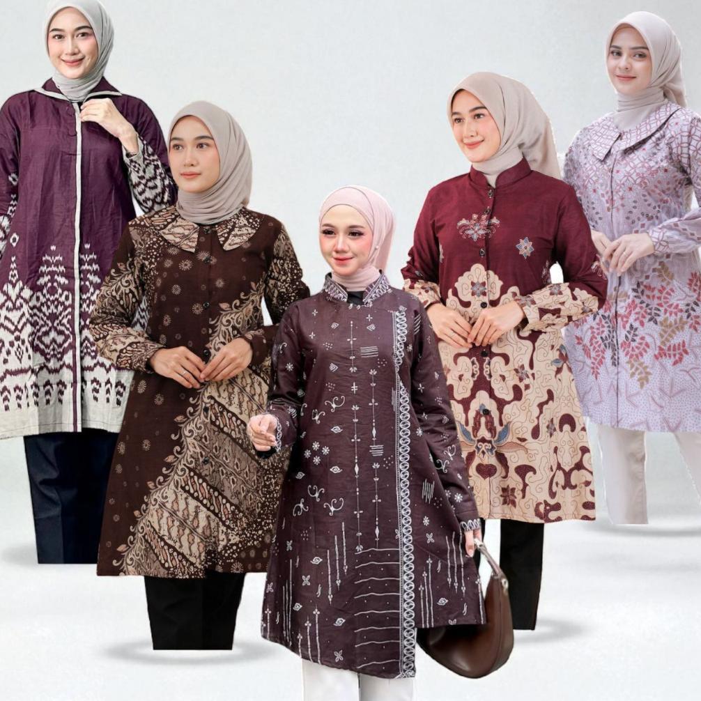 Baju Atasan Batik Wanita Kerja Seragam Terkini