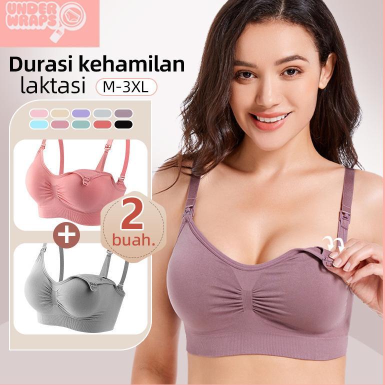 EXCLUSIVE 2PCS BRA MENYUSUI BAHAN KATUN JUMBO KANCING DEPAN TANPA KAWAT BH MENYUSUI