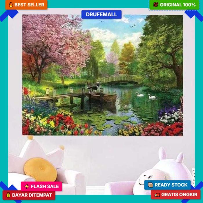 Cross Stitch Pattern Kristik Modern Paket Kristik Orchid Cross Stitch Custom Ukuran Besar 40X50Cm Gr