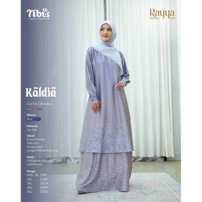 NEW NIBRAS KALDIA BLUE BAJU KELUARGA LEBARAN BAHAN SILK SATIN ORI
