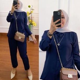 DIBAS_TAVE  - SETELAN RAYON KEMEJA ONE SET CP WANITA SETELAN CP MOTIF SETELAN POLOS BAJU CELANA KANC