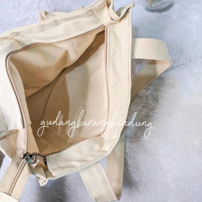 KEKINIAN Tote Bag AVA Wanita Model Resleting Bahan Kanvas Organik - Perempuan, Cewek Totebag Canvas 