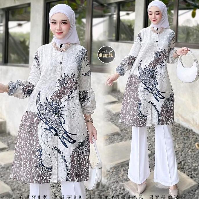 OOTD Tunik Batik Wanita Modern | Atasan Fashion Baju Muslim Wanita | Batik Wanita Terbaru Katun OOTD