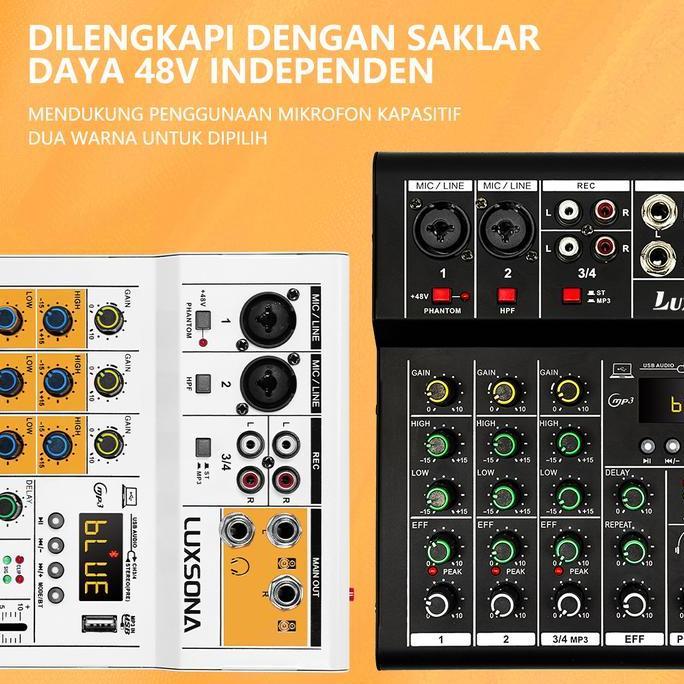 Grosir Luxsona Mixer Reverb 4-Channel/Mixer Mini Profesional/Mixer Audio Murah/Misker Bluetooth Deng