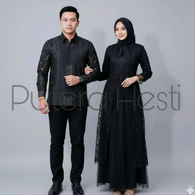 DISKON Putera Hesti - Baju Gamis Couple Pasangan Dress Wanita Muslim Pesta Lebaran Kondangan Mewah S