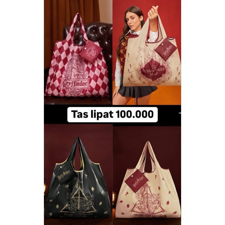 [Ready Stock] Tas Lipat Polyster Hogwarts, Deathly Hallow, Marauders Map, Slytherin, Gryffindor - Sh