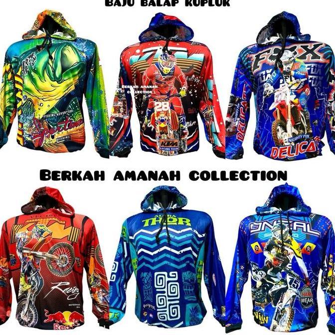 Baju balap dewasa kupluk/ kaos balap topi dewasa/ baju trail motorcross/ jersey balap dewasa/ atasan