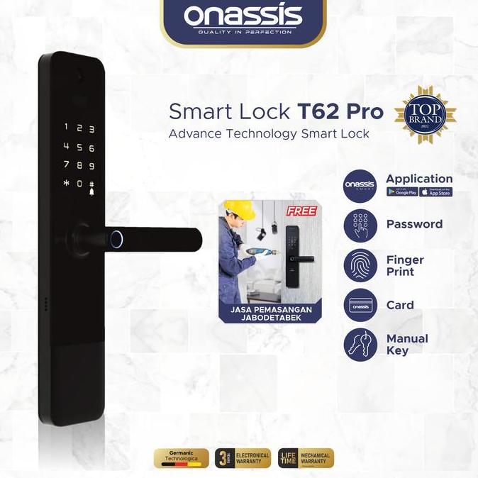 Onassis SMART LOCK T62 PRO - Kunci Digital 6in1 dengan Kamera Bawaan & Garansi 3 Tahun - Aplikasi On