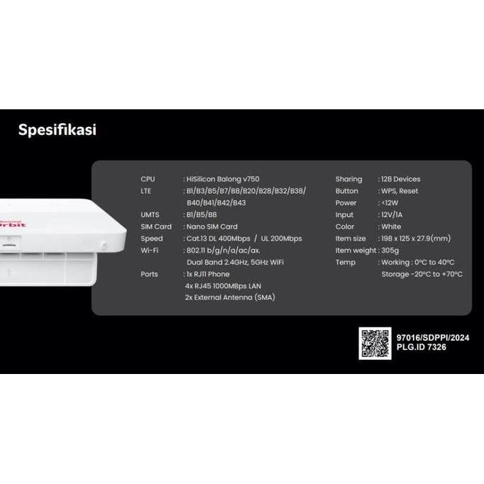 Collegare- Huawei B636 Modem Router Orbit Max H2 Telkomsel