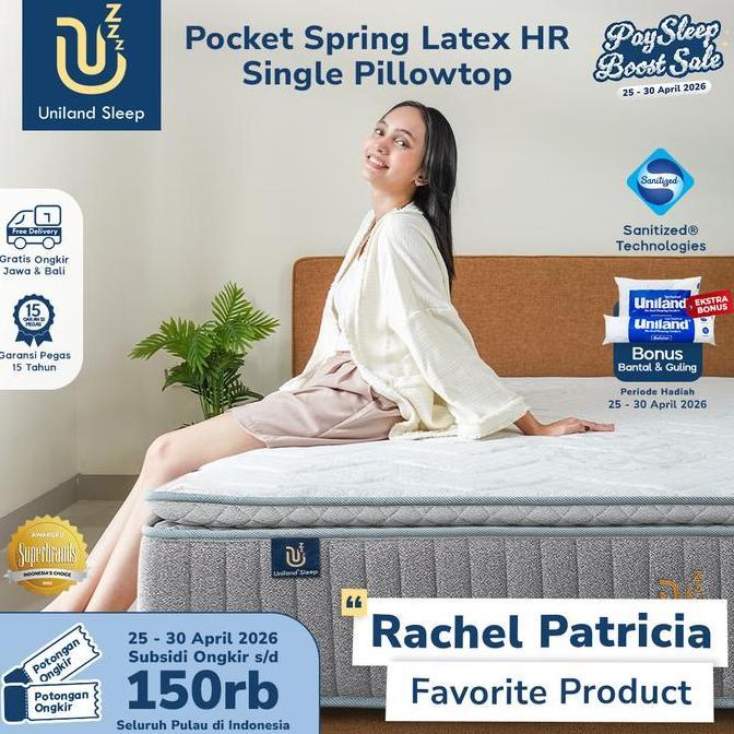 Kasur Pocket Spring Bed Latex HR Single Pillowtop 30cm Uniland Sleep