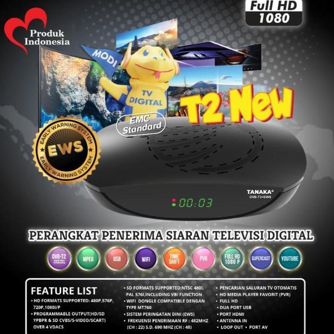 oktaverinageola - stb dvb set top box tv digital tanaka t2 new body plastik hitam - paket 1 2 3 4