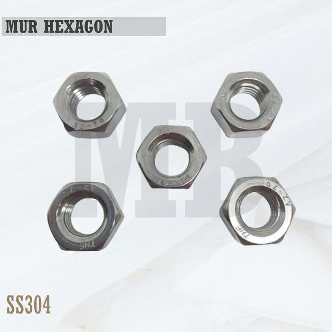 MUR DRAT KIRI M16 / HEX NUT LEFT THREAD M16 STAINLESS SS304 HARGA KHUSUS