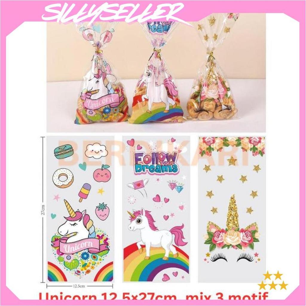 BD Plastik Hadiah Ulang Tahun Unicorn isi 50 lembar Bingkisan Snack Ulang Tahun Karakter Lucu Plasti