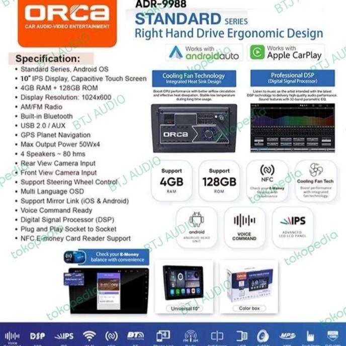 Promo Head Unit Tape Mobil Orca Android Oem Honda Mobilio,Brio,Brv Layar 9" Cod
