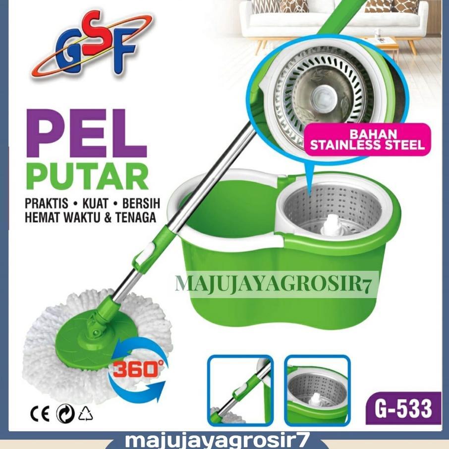 Magic Mop Gsf Murah /Alat Pel Putar Spin Mop Plastik Dan Stainles / Magic Mop Gsf Stainless Steel / 