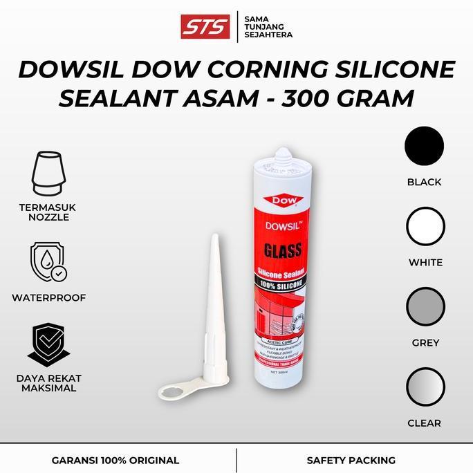 Promo Dowsil Dow Corning Silicone Sealant Asam Clear / Black / White / Grey - Lem Silikon Elastis Ka