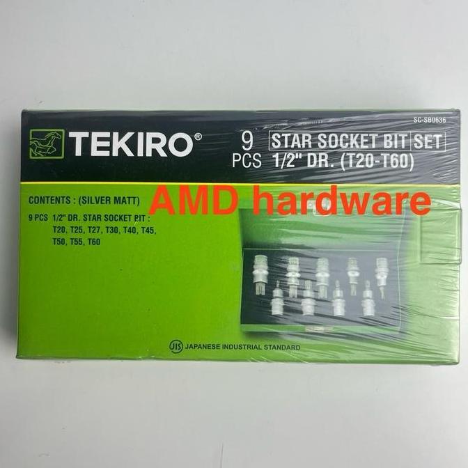 Murah Original Tekiro Dr Star Bit Socket Set 9 Pcs Mata Sock Bintang 1/2" Inch Kunci Sok L 9Pcs 1/2I