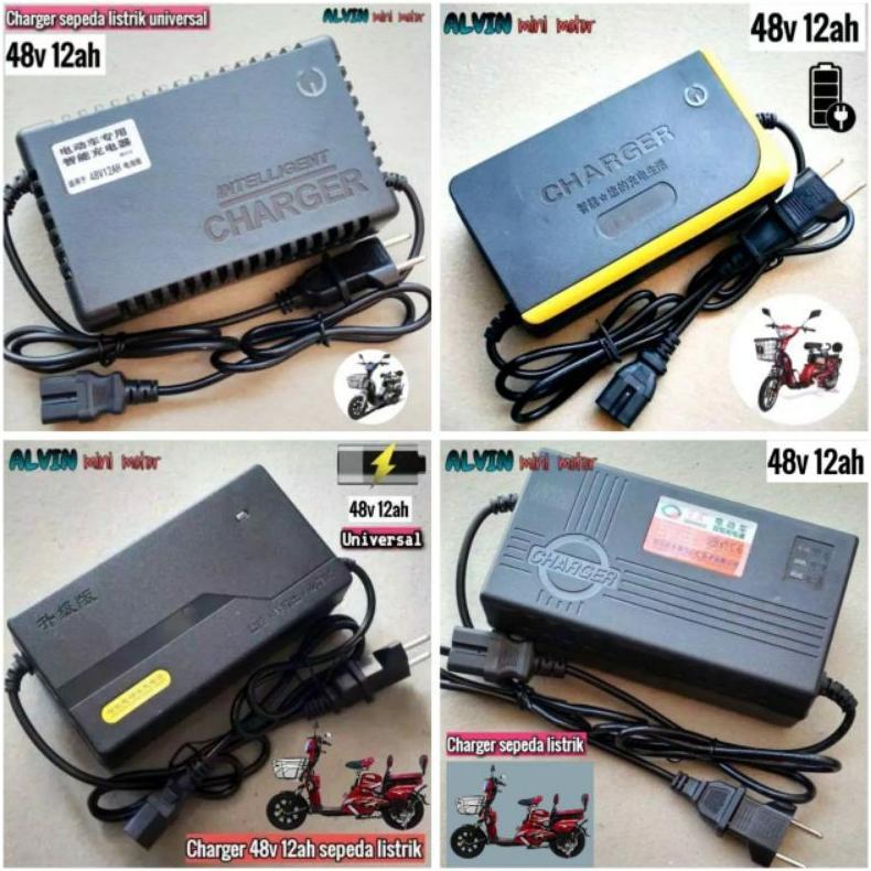 Charger sepeda listrik 48v 12ah universal cas casan selis super rider sunrace antelope Indobike supe