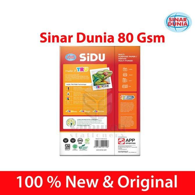 Papier- Kertas Hvs Sinar Dunia A4 80 Gsm / Hvs Sidu A4 80 Gram / Kertas Sidu A4 80Gsm Kertas Hvs Put