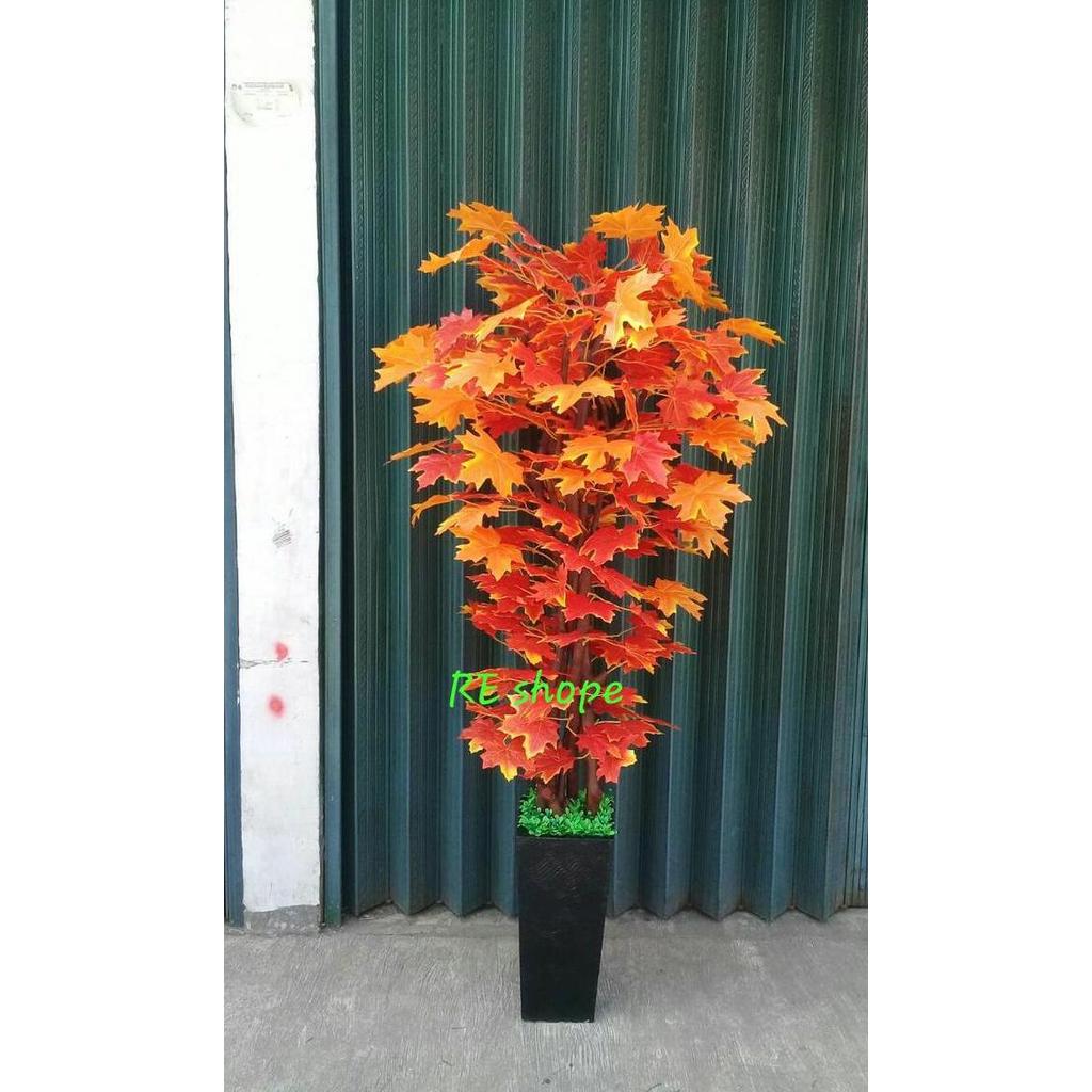 Pohon Hias Bunga Plastik . jenis Pohon Mepel Kanada Warna Oren TERLARIS|BEST QUALITY|BEST SELLER