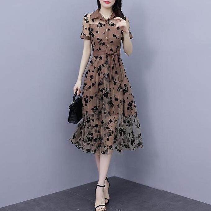 Keepgoing- Fanmu 4097 Nita Gereja Dress Simpel Elegan N Style Party Kristen Selutut Brokat Nita Keki