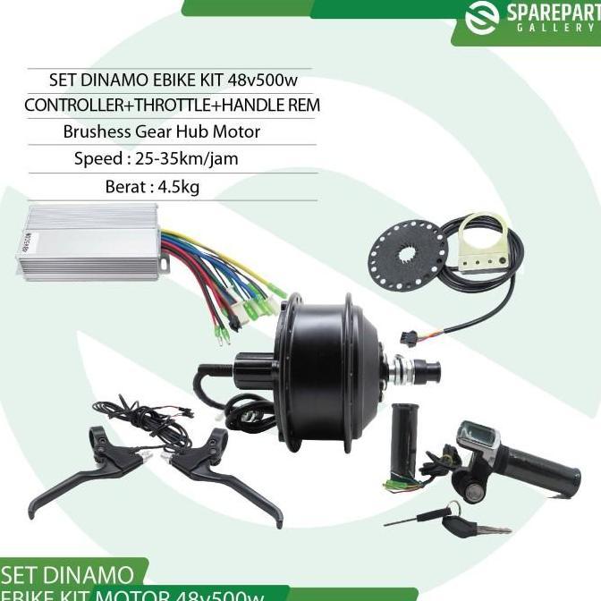 Set Ebike Kit Dinamo motor bldc 48v500w sepeda listrik jeruji 36hole