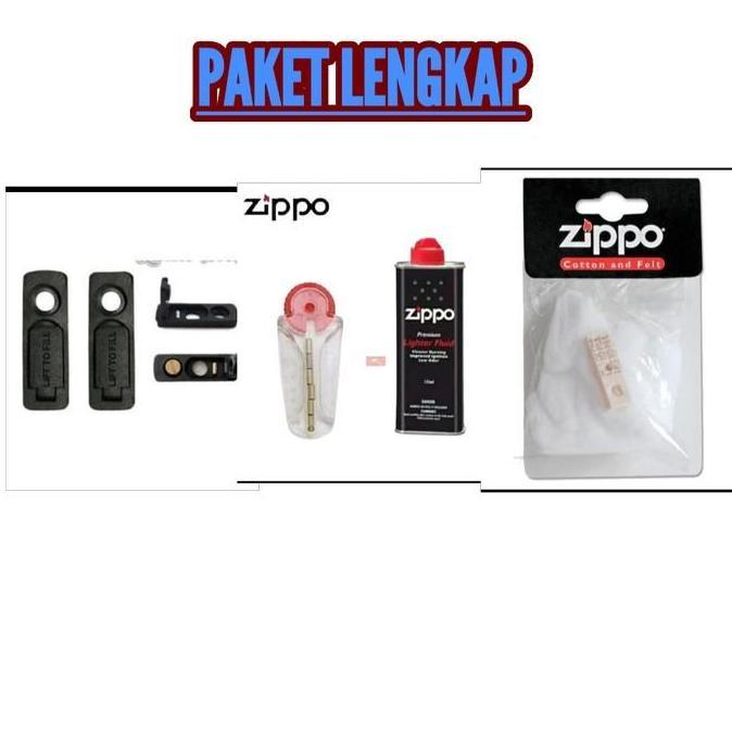 Kuche- Paket Minyak Zippo 125Ml + Batu + Cotton Wick Zippo + Rubber Original